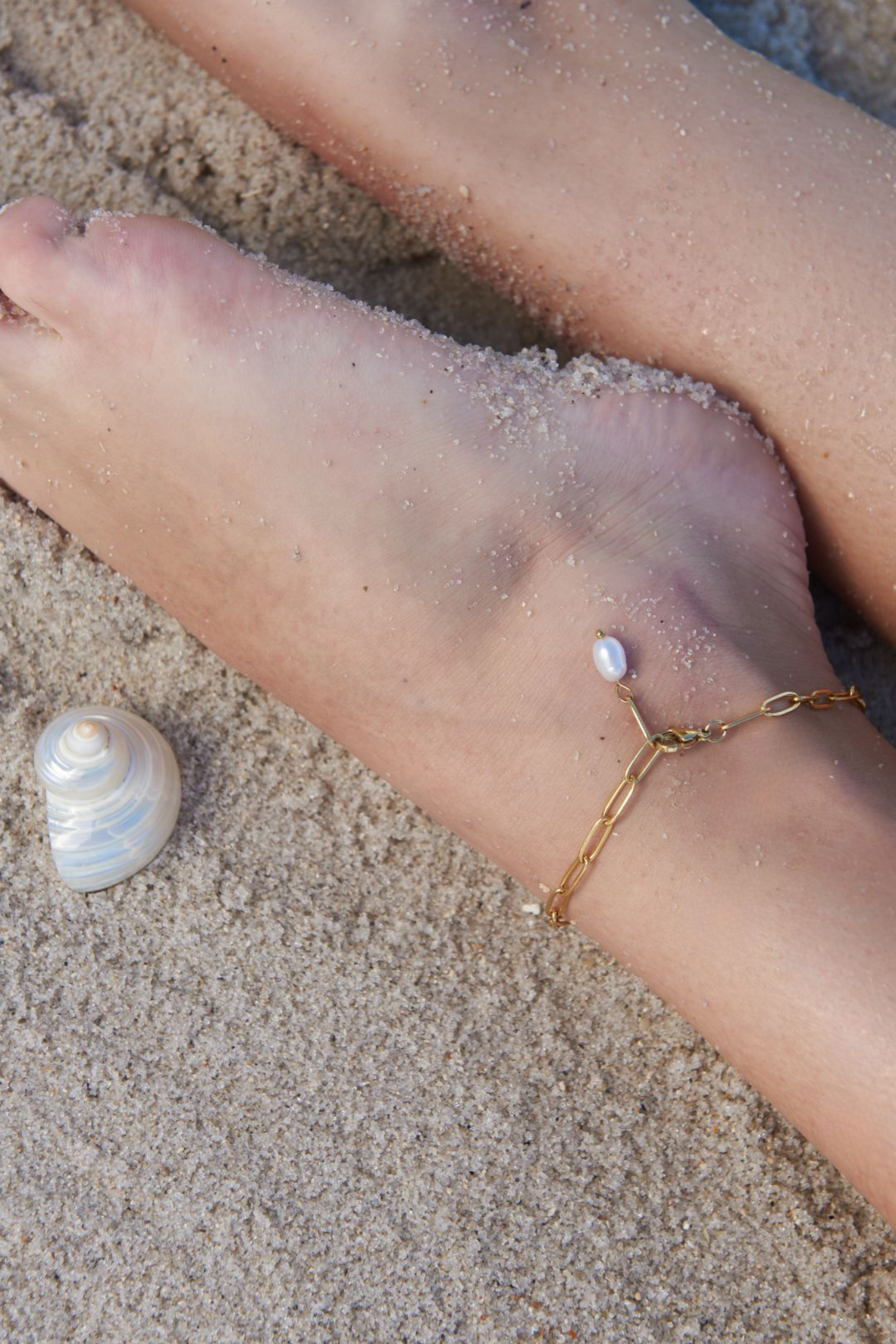 Talita 18k Gold Plated Pearl Drop Paperclip Chain Anklet