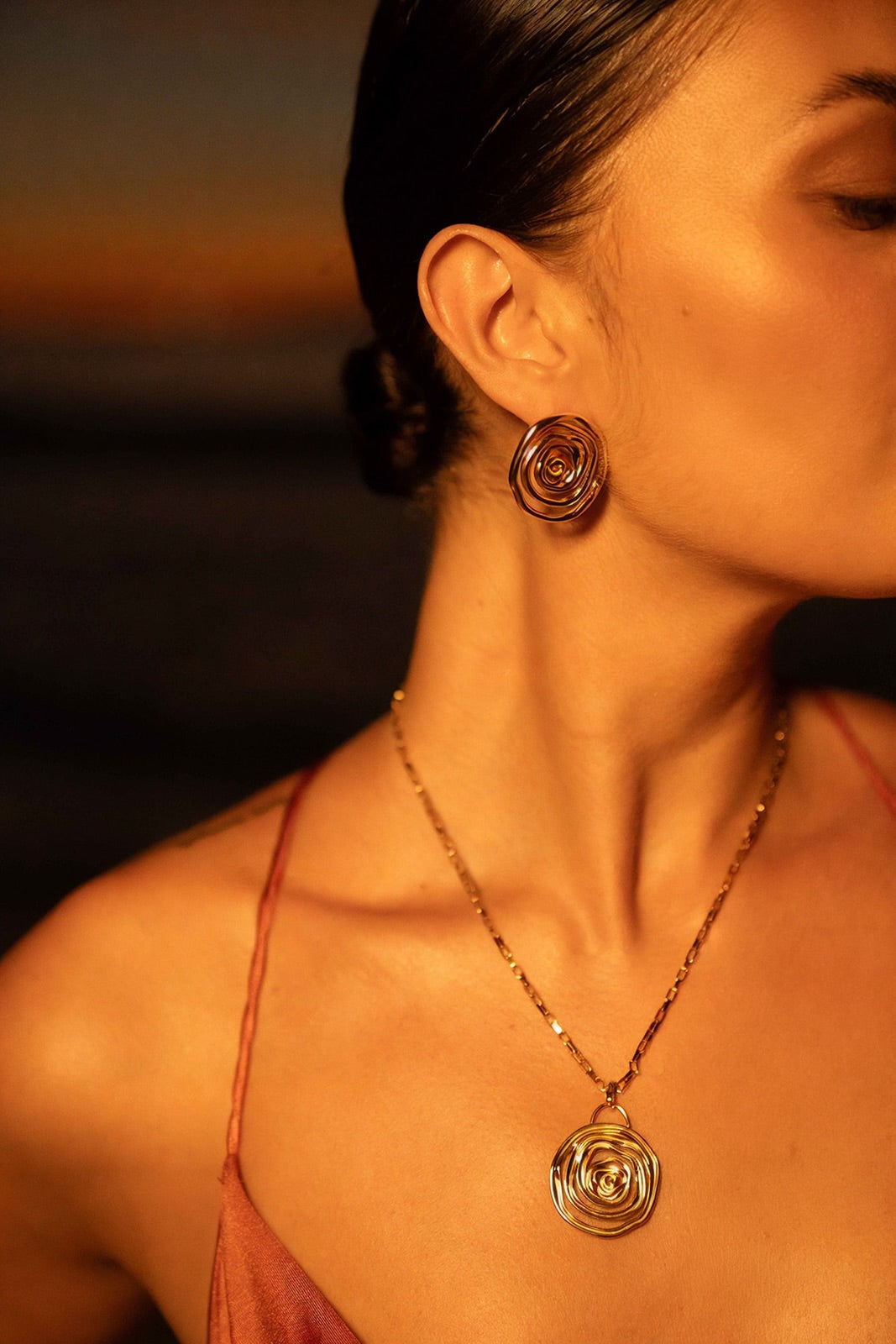 Sayulita 18k Gold Plated Spiral Pendant Necklace