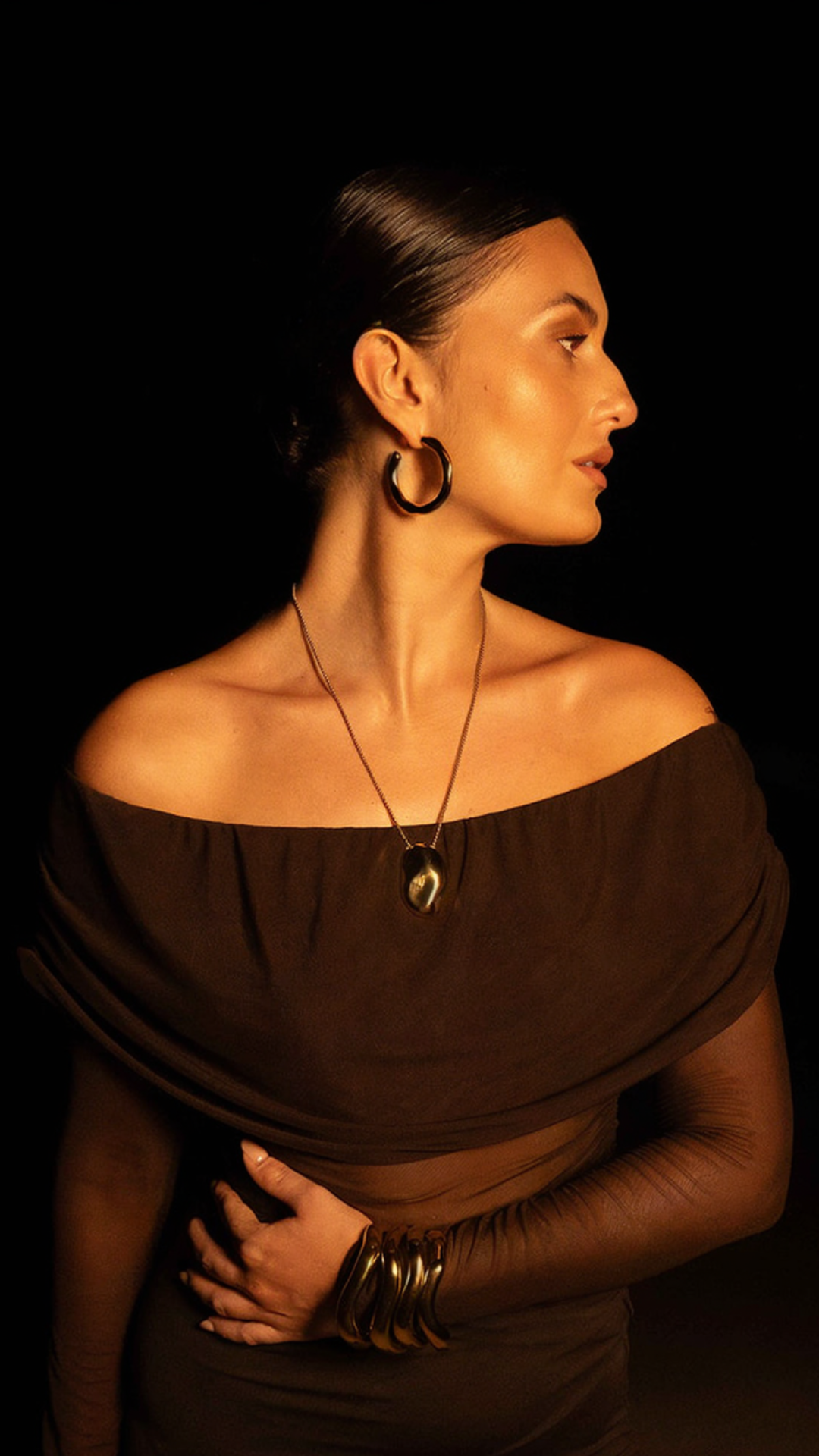 Ixchel 18k Gold Plated Molten Hoop Earrings
