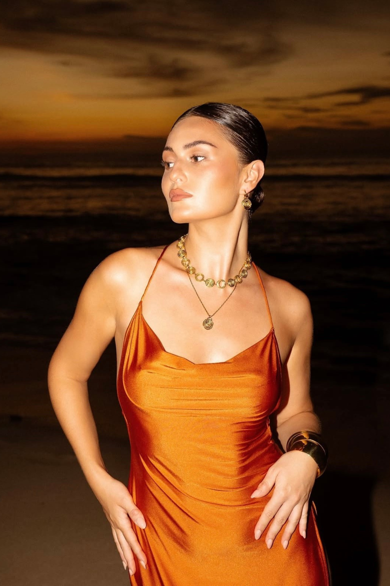 Sayulita 18 Gold Plated Spiral Huggie Earrings