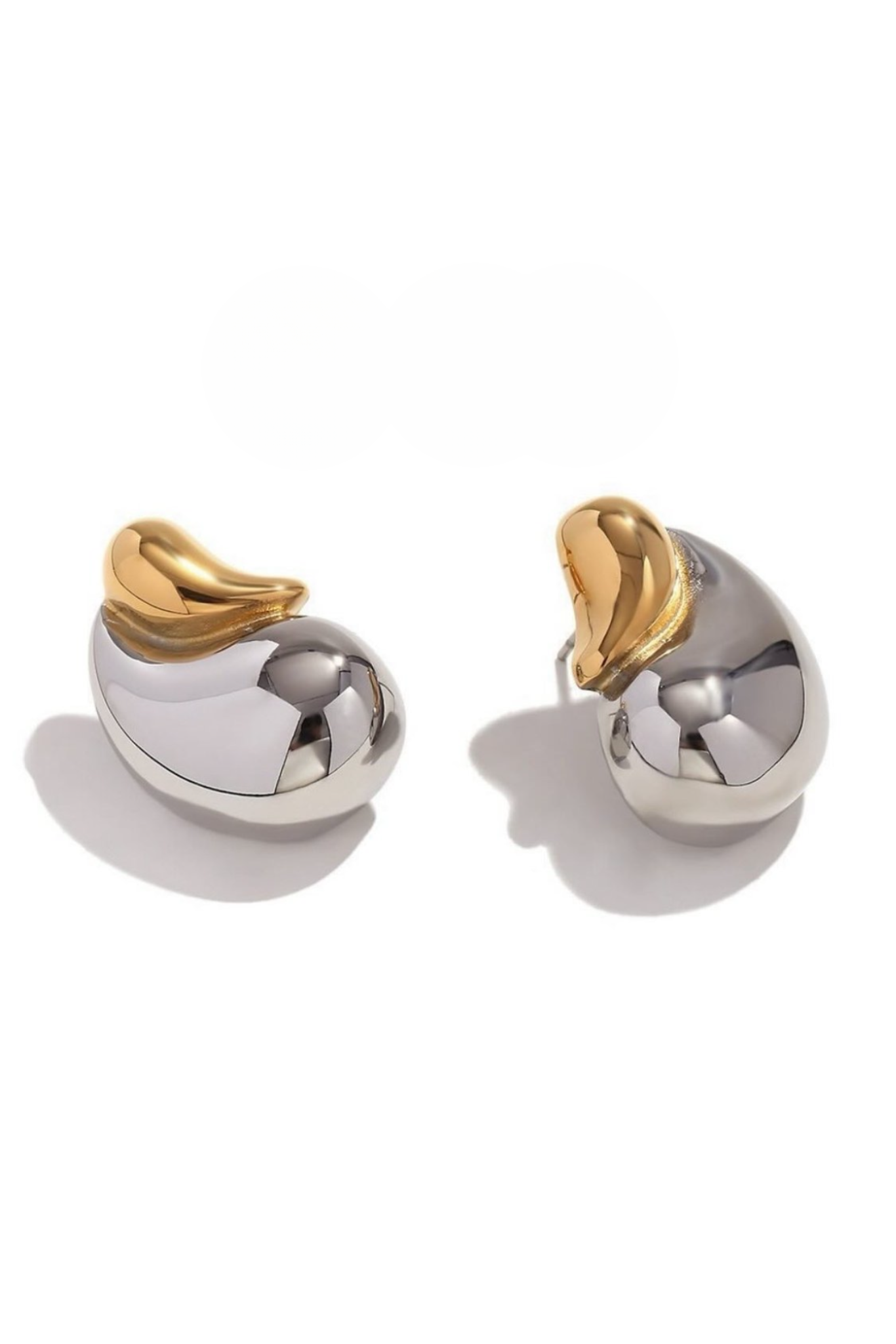 Nya 18k Gold Plated Two-Tone Water Drop Earrings
