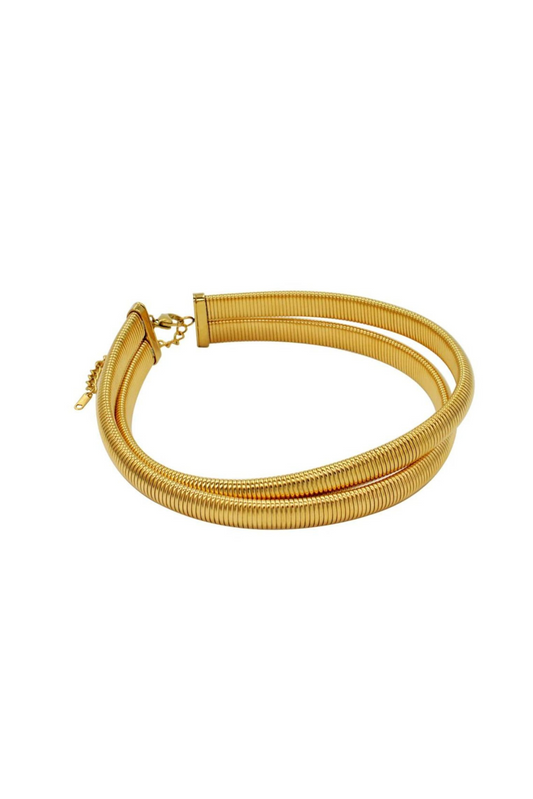 Eydís 18k Gold Plated Layered Flex Snake Chain Choker Necklace