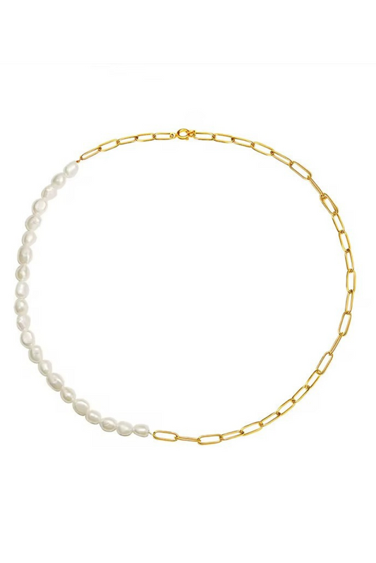 Leia 18k Gold Plated Pearl Chain Necklace