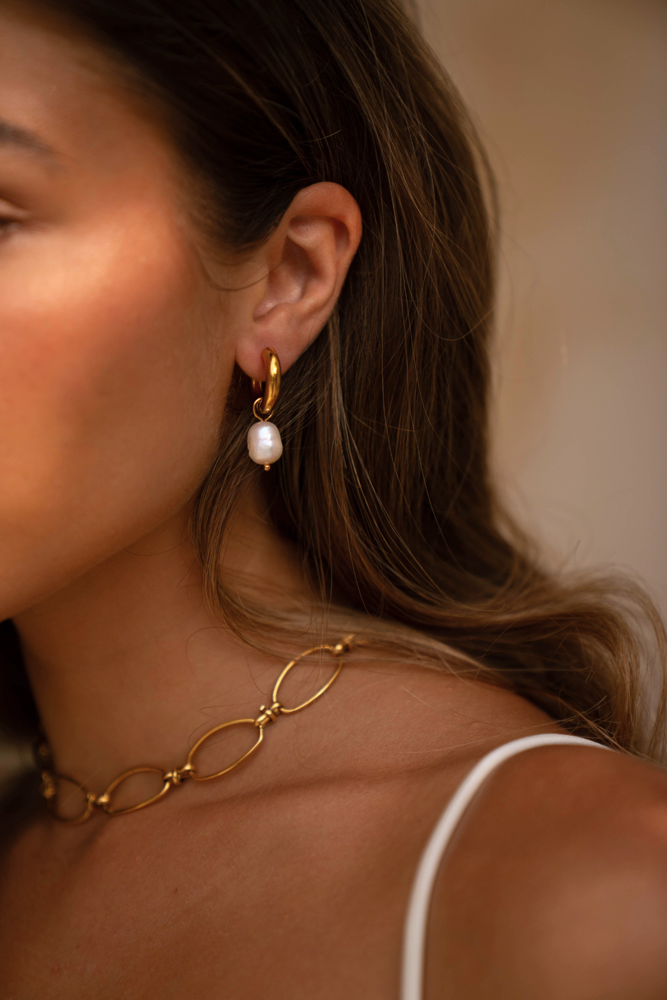 Cala 18k Gold Plated Pearl Drop Earrings