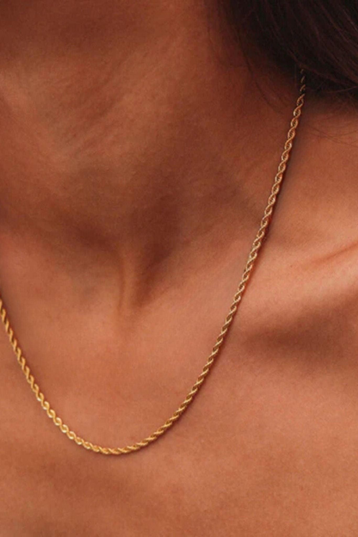 Alaia 18k Gold Plated Herringbone Rope Chain Necklace