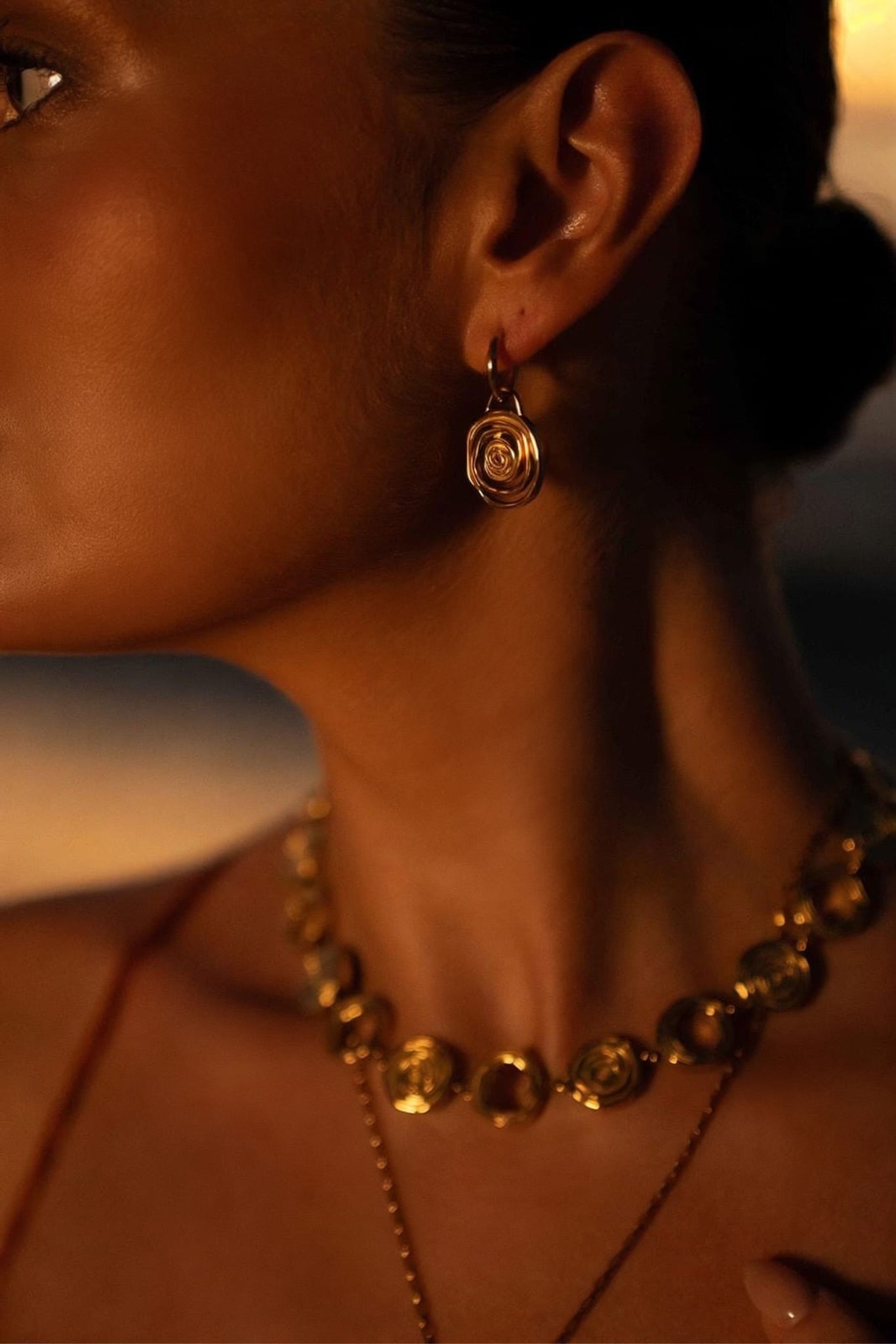 Sayulita 18 Gold Plated Spiral Huggie Earrings