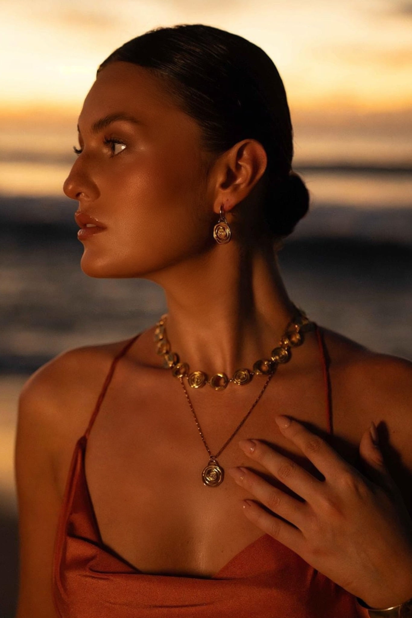 Sayulita 18 Gold Plated Spiral Huggie Earrings