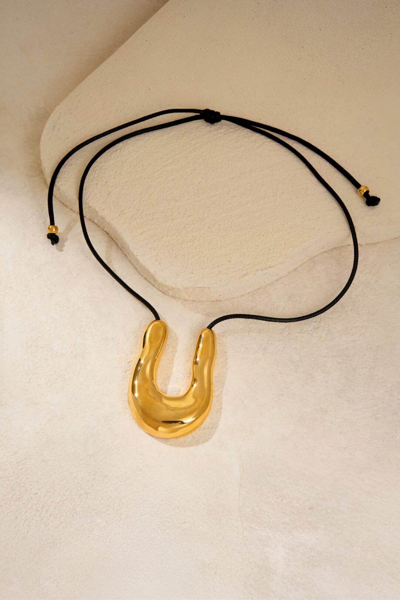 Reema 18k Gold Plated Molten Pendant Cord Necklace
