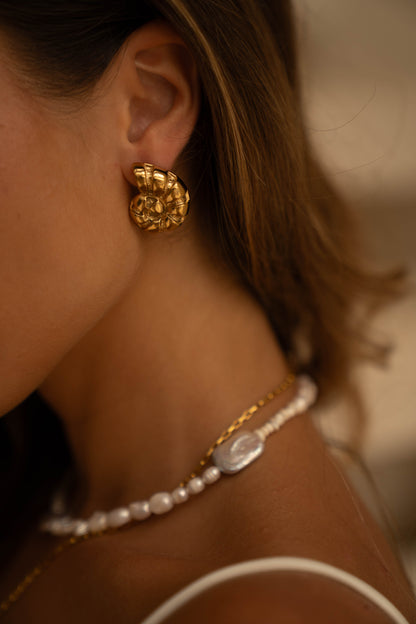 Saraia 18k Gold Plated Shell Statement Earrings