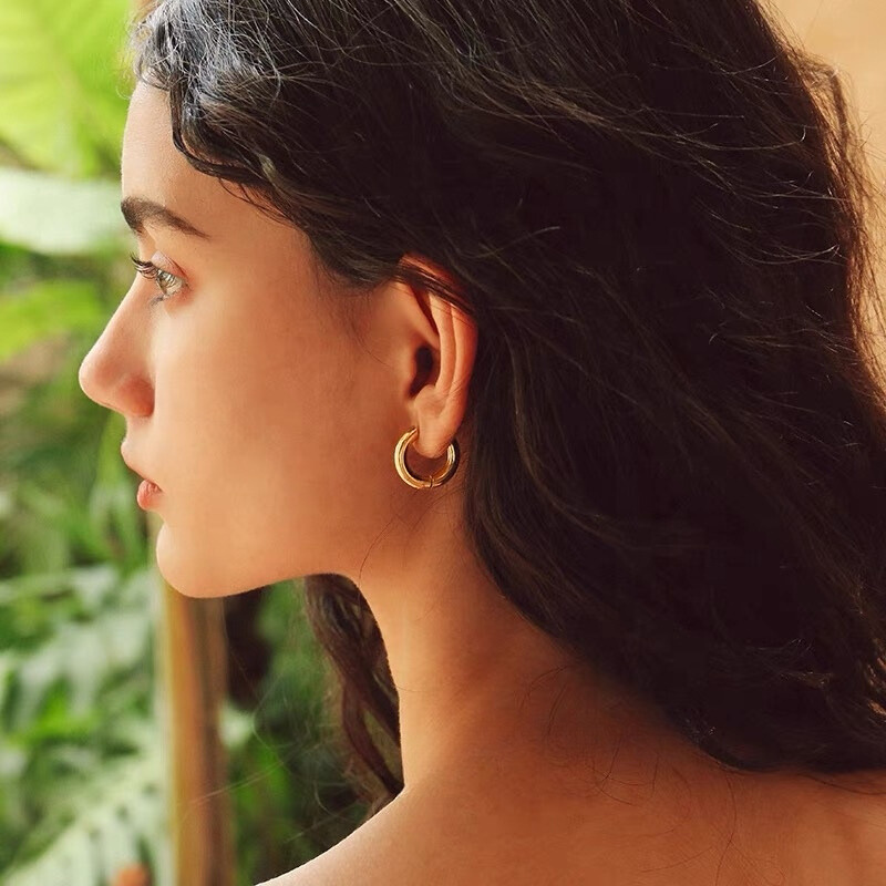Malta 18k Gold Plated Chunky Huggie Earrings