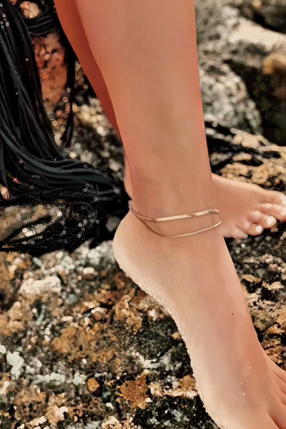 Enya 18k Gold Plated Herringbone Chain Anklet