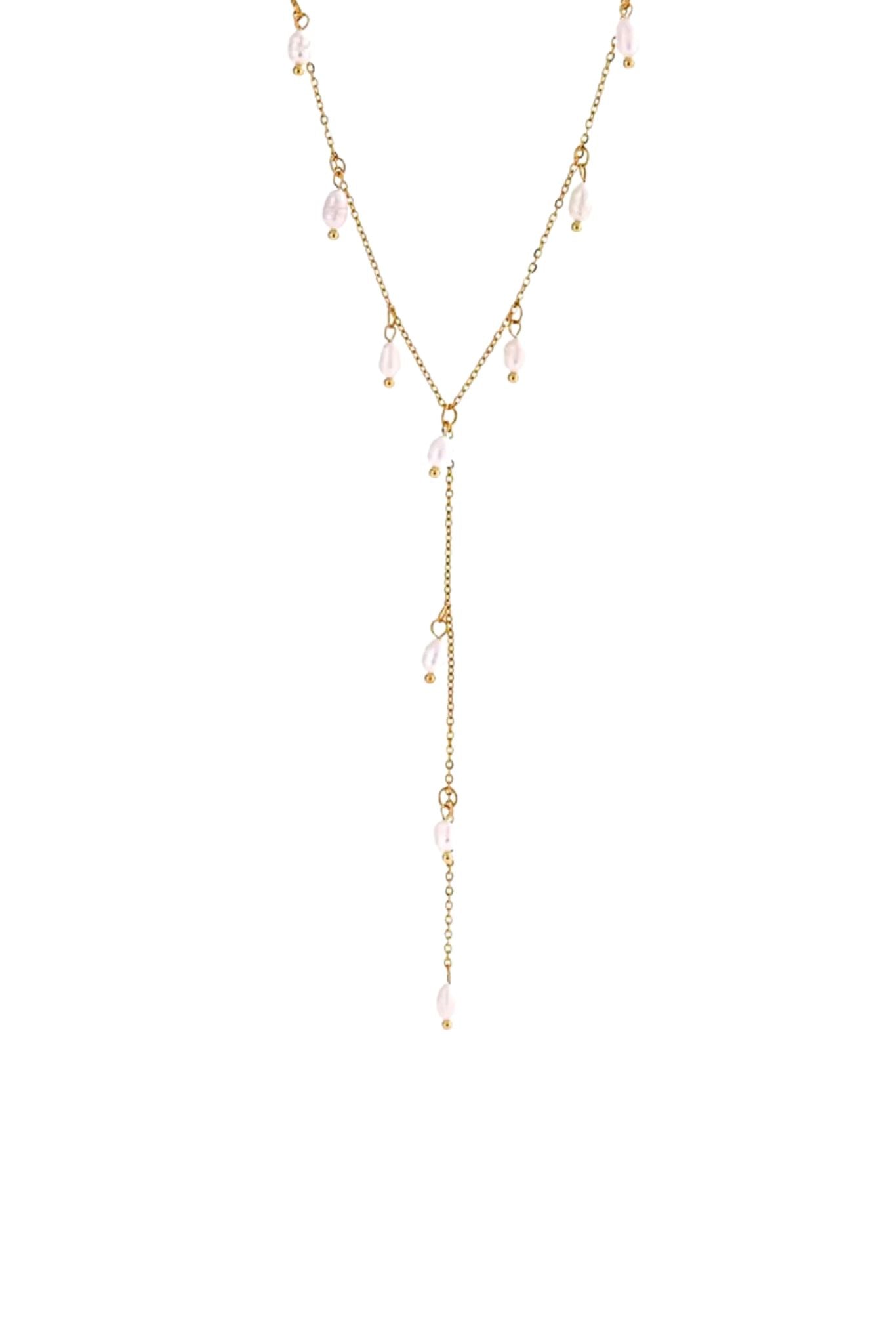 Ilaria 18k Gold Plated Lariat Pearl Chain Necklace