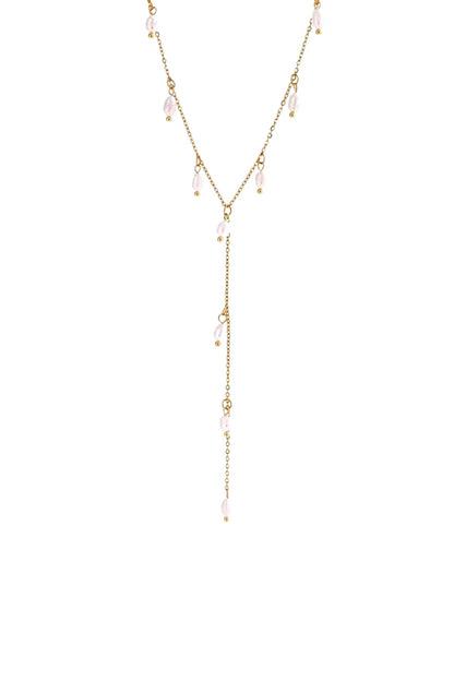Ilaria 18k Gold Plated Lariat Pearl Chain Necklace