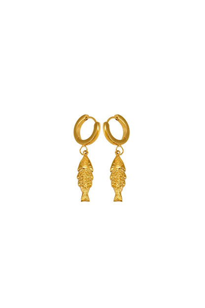 Dalaia 18k Gold Plated Fish Huggie Earrings
