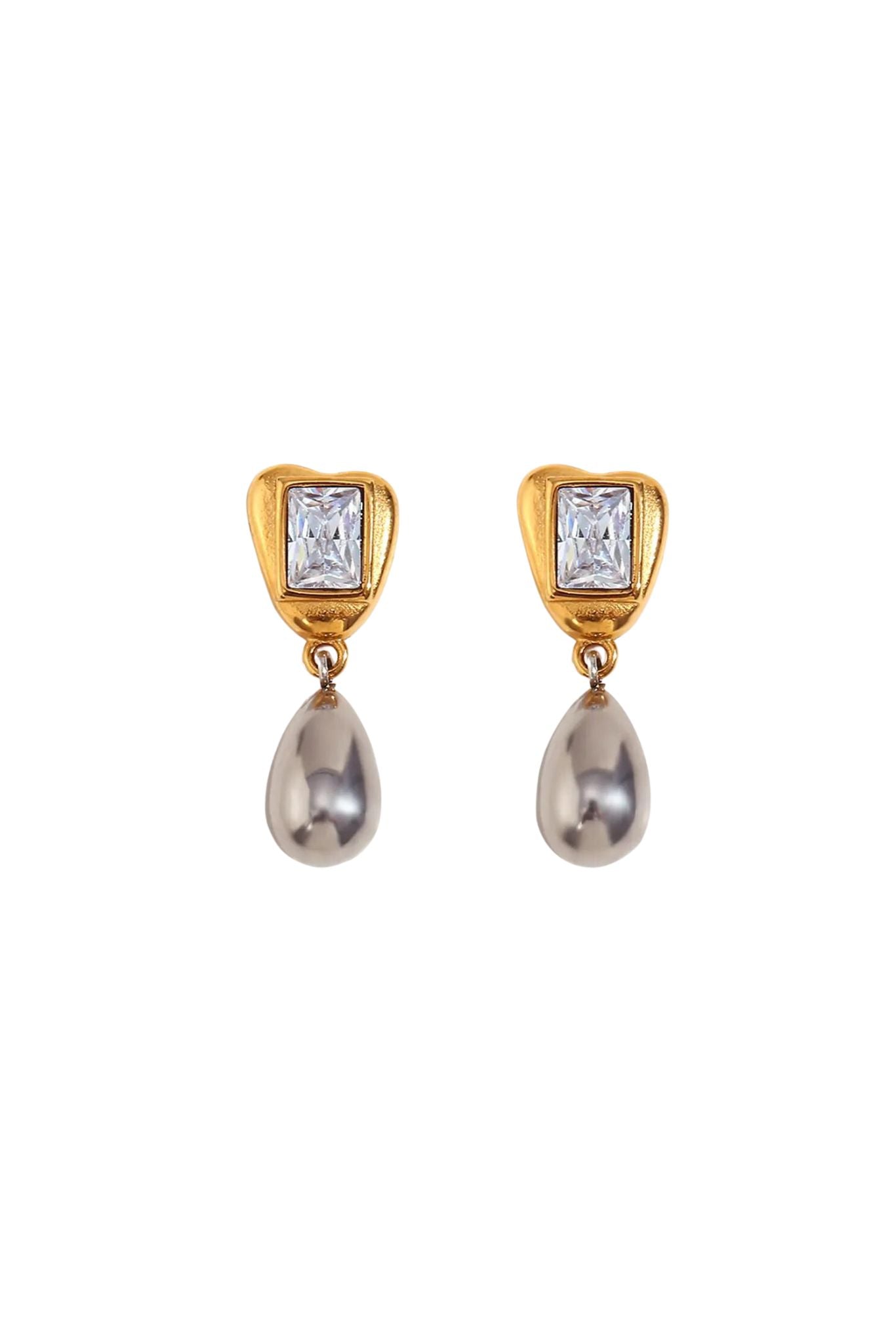 Belén 18k Gold Plated Two-Tone Bezel Drop Earrings