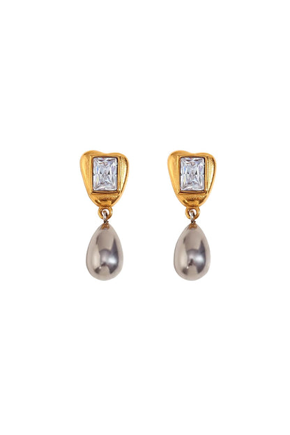 Belén 18k Gold Plated Two-Tone Bezel Drop Earrings