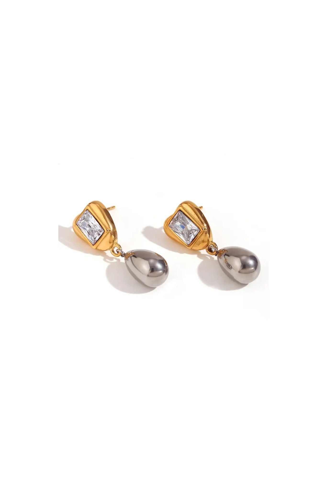 Belén 18k Gold Plated Two-Tone Bezel Drop Earrings