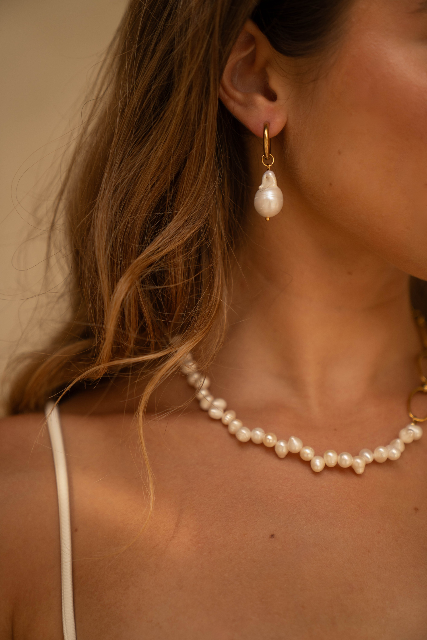 Ilia 18k Gold Plated Baroque Pearl Drop Earrings