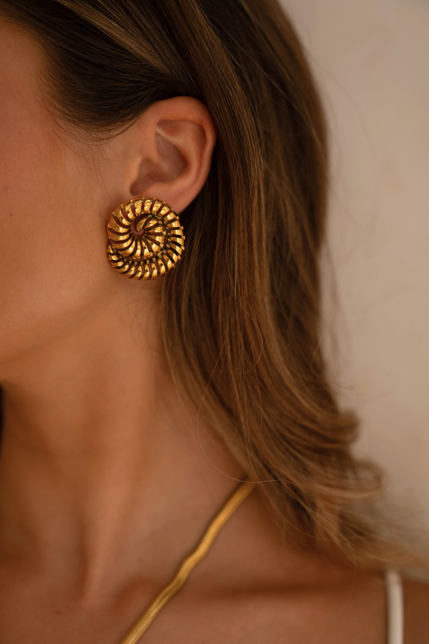 Aiza 18k Gold Plated Shell Statement Earrings