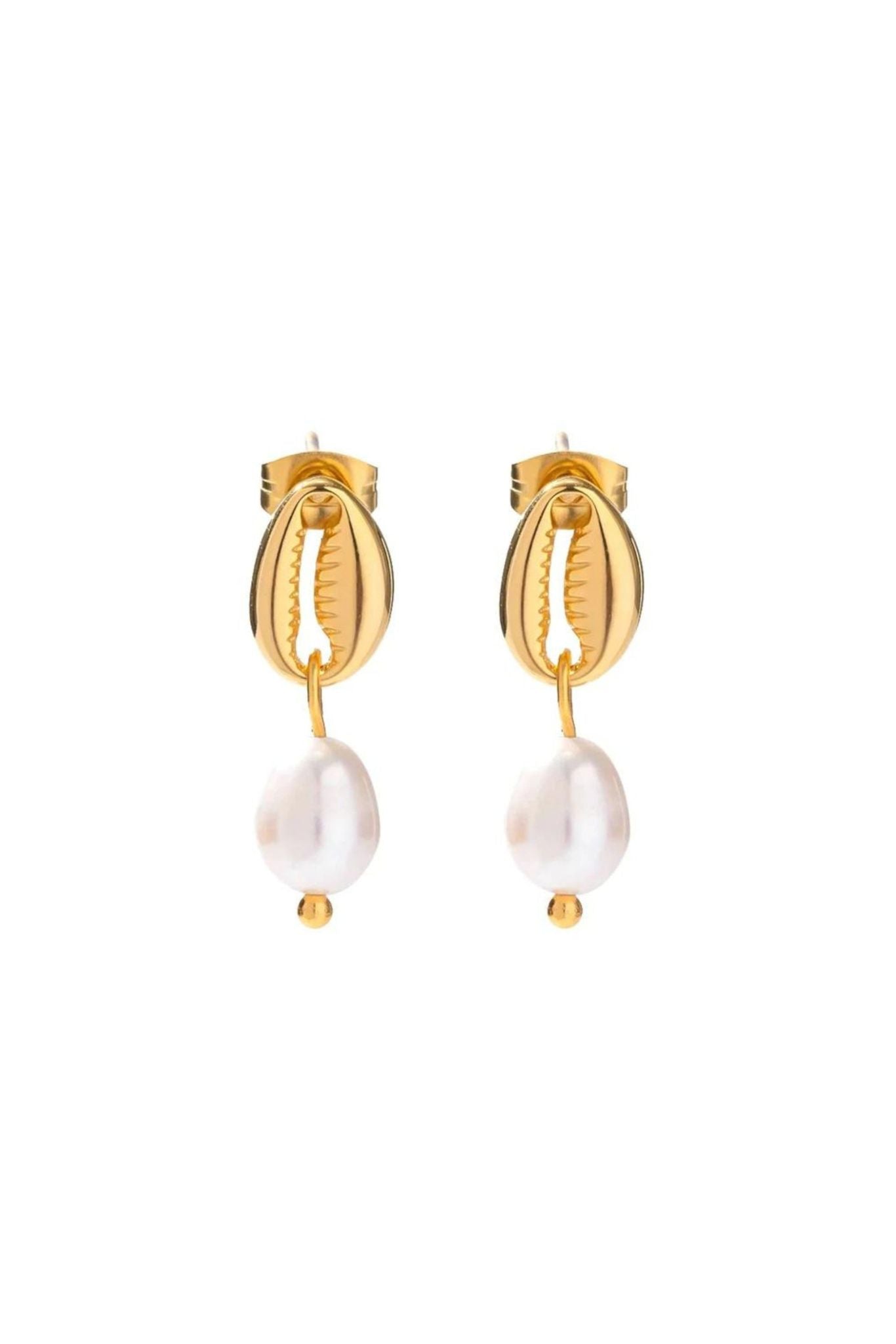 Inaya 18k Gold Plated Pearl Drop Shell Earrings