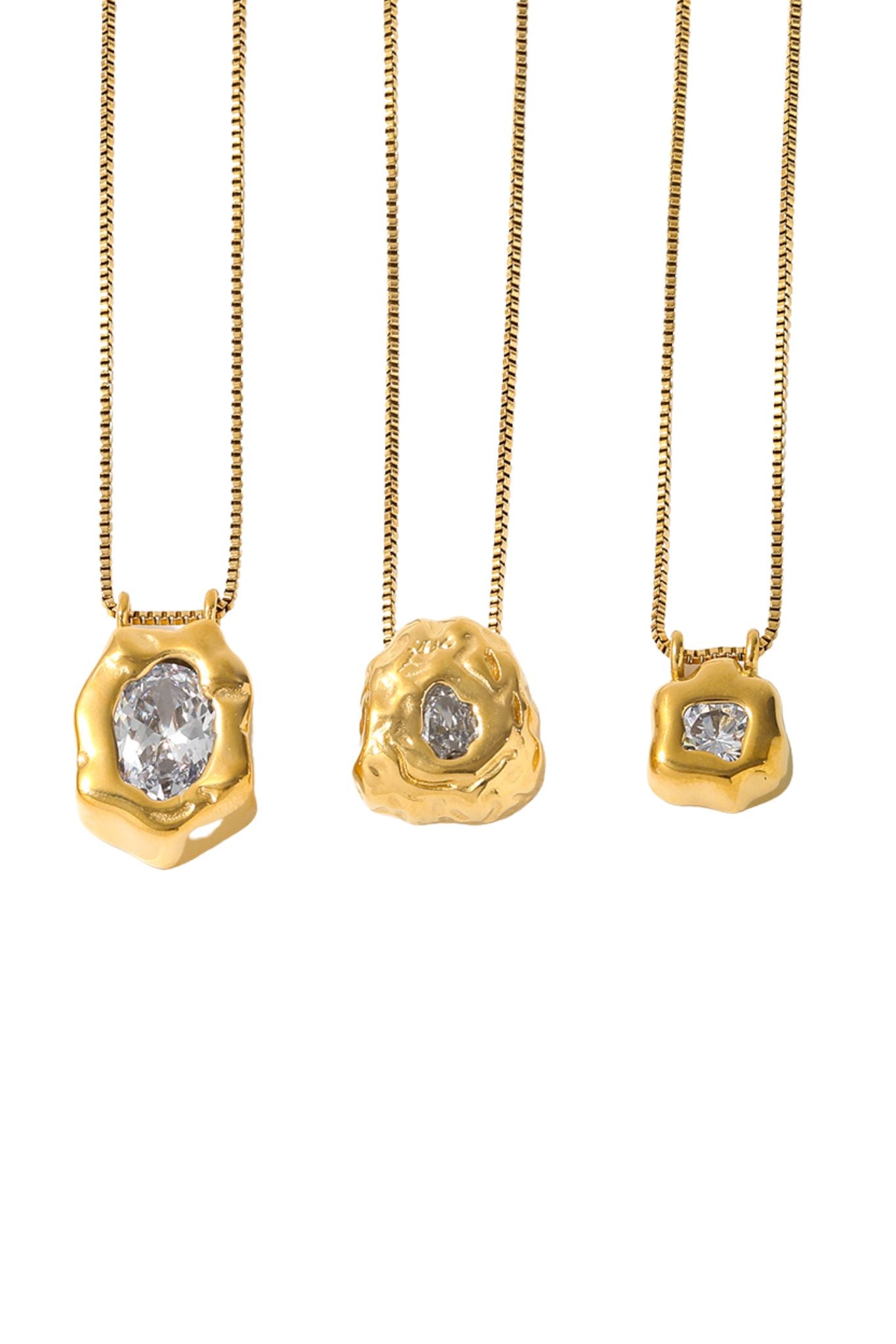 Marra 18k Gold Plated Molten Pendant Necklace- Small