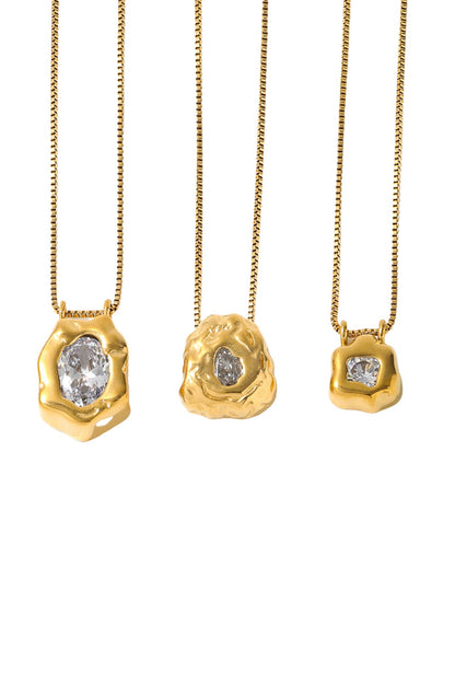 Marra 18k Gold Plated Molten Pendant Necklace- Small