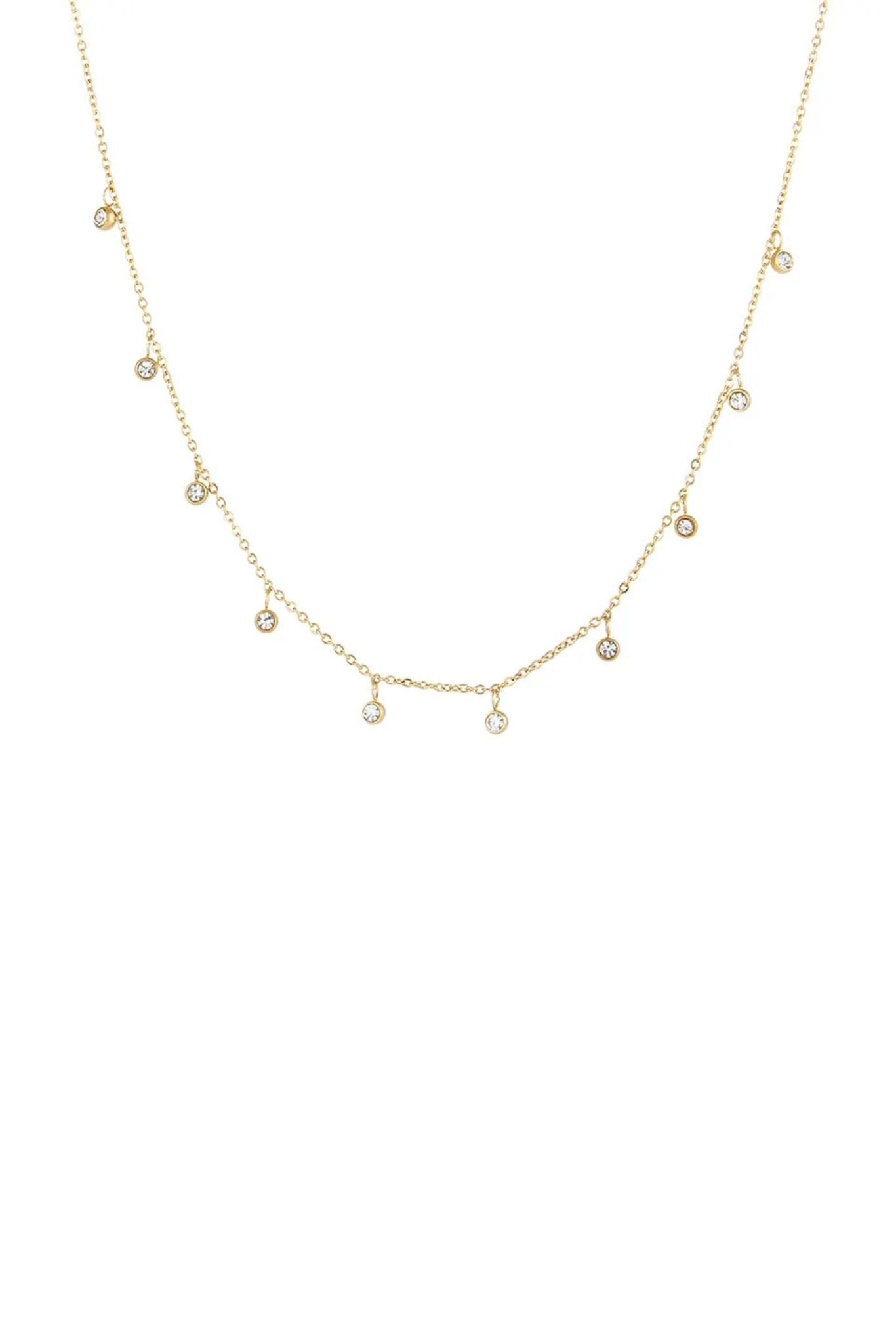 Dalia 18k Gold Plated Bezel Station Necklace
