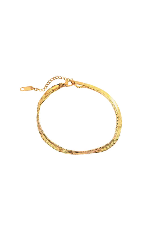 Enya 18k Gold Plated Herringbone Chain Anklet