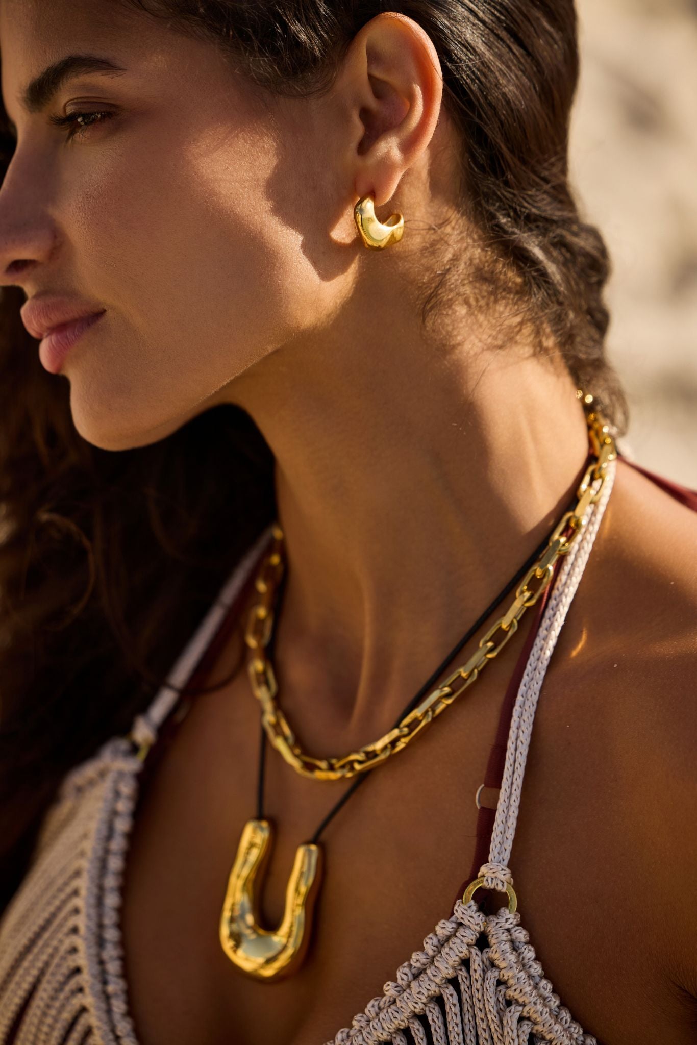 Maija 18k Gold Plated Molten Hoops Earrings
