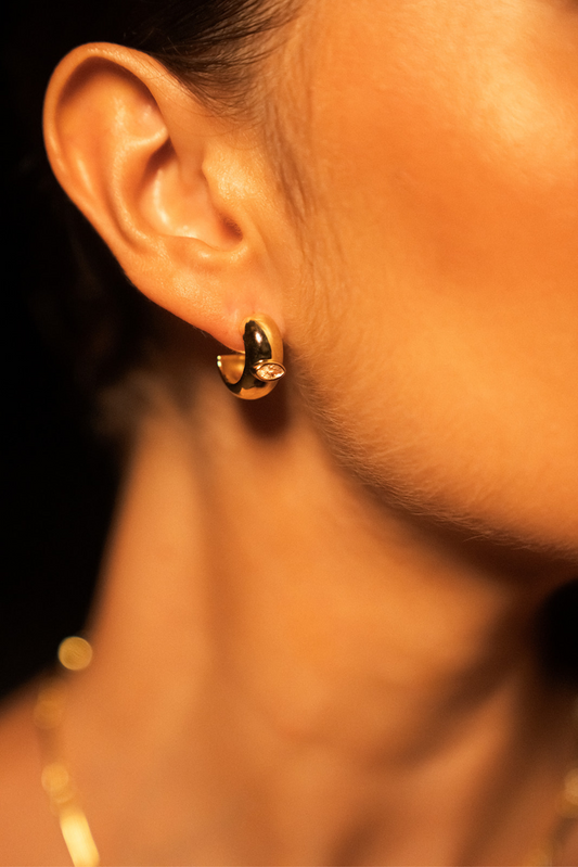 Cia 18k Gold Plated Chunky Bezel Hoop Earrings