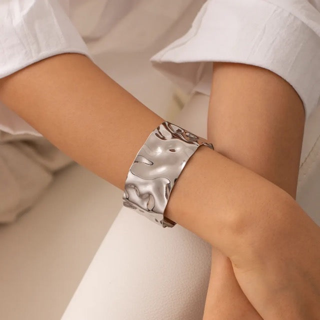 Raissa 18k Gold Plated Molten Cuff Bracelet