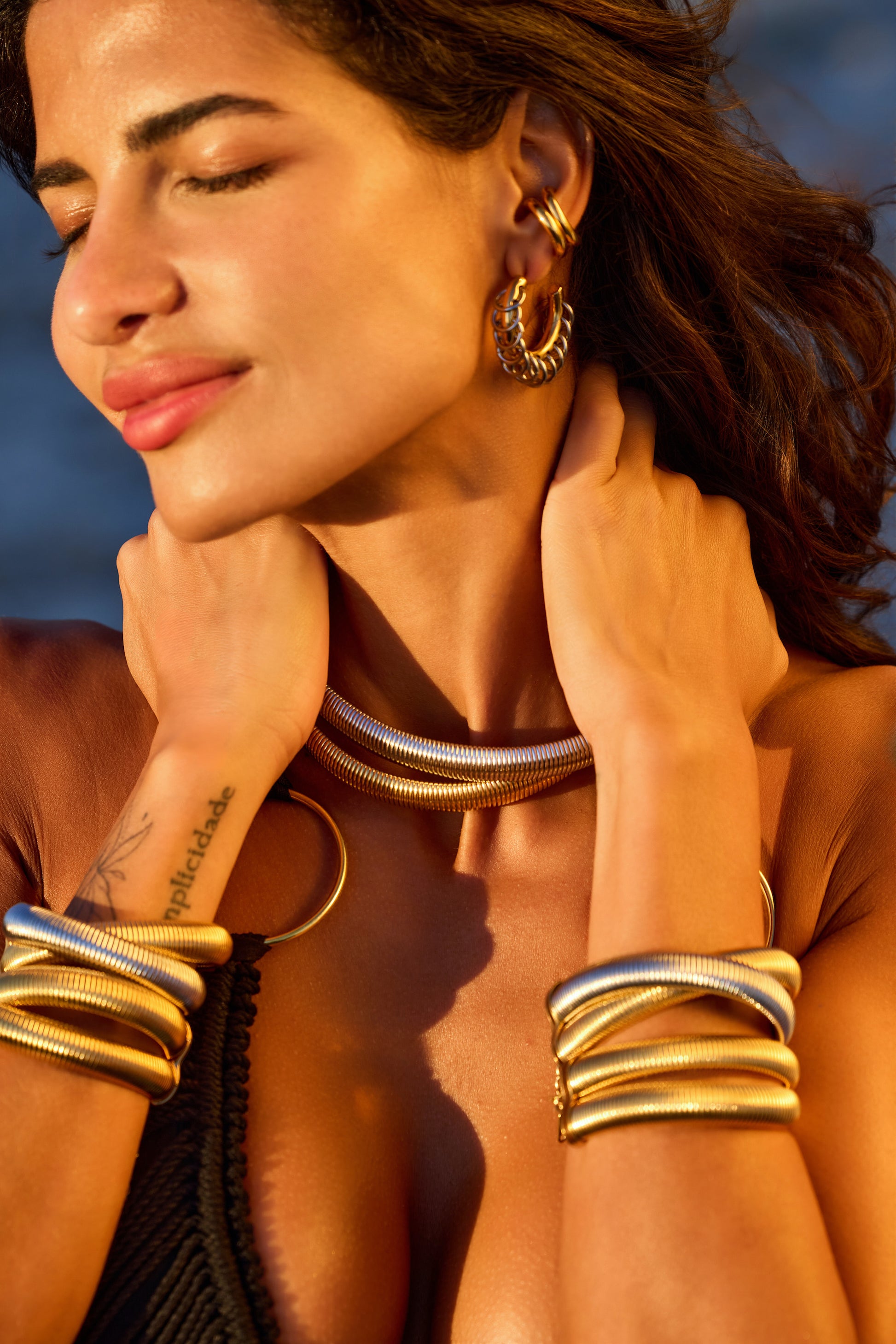 Eydís 18k Gold Plated Layered Flex Snake Chain Bracelet