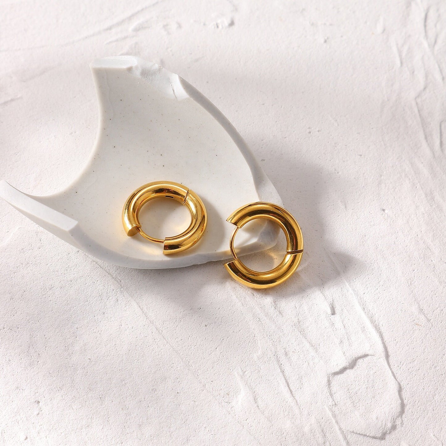 Malta 18k Gold Plated Chunky Huggie Earrings