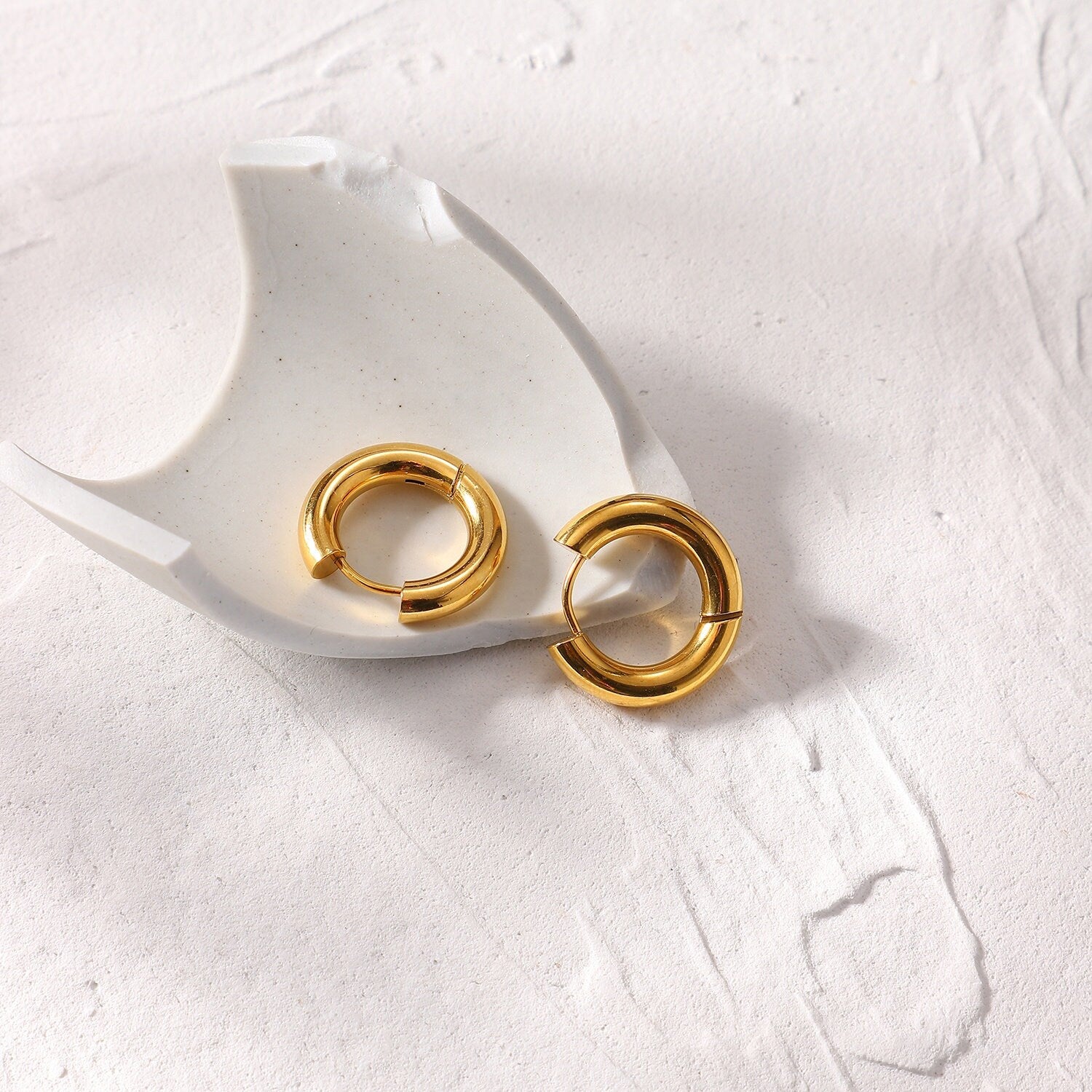 Malta 18k Gold Plated Chunky Huggie Earrings